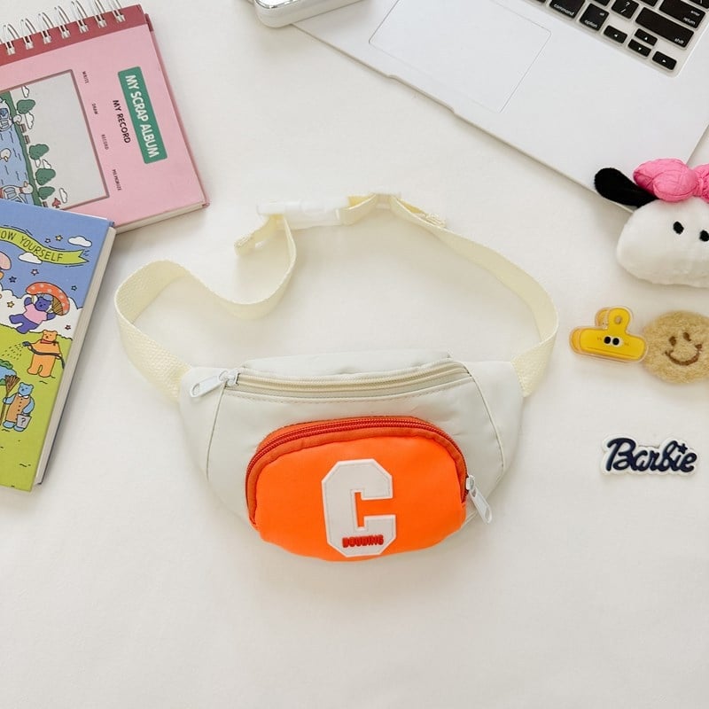 Geantă pentru copii, în stil coreean, crossbody, cu model litere, exterior din nylon și căptușeală poliester