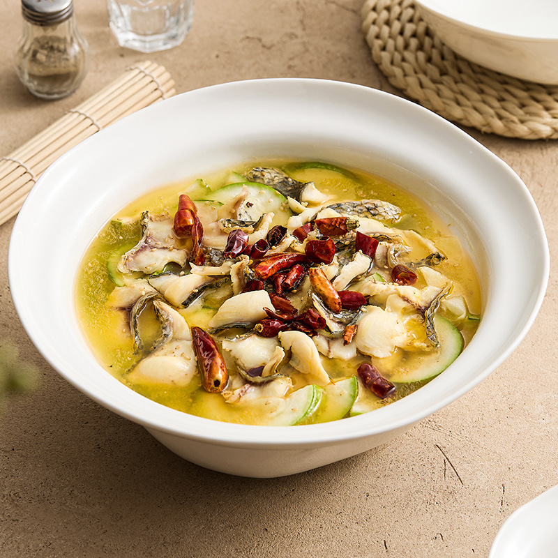 YOGEHOME porcelán tál - szabálytalan formájú mély leveses tál tésztaételekhez, mikrózható, aláglazúrozott felület, testreszabható