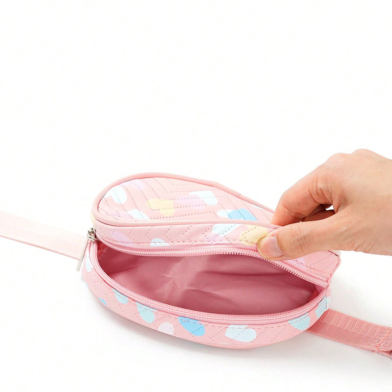 Geantă de talie pentru copii din PU cu imprimă inimă, model în dungi și imagine curcubeu, unisex pentru învățământul primar, capacitate mare