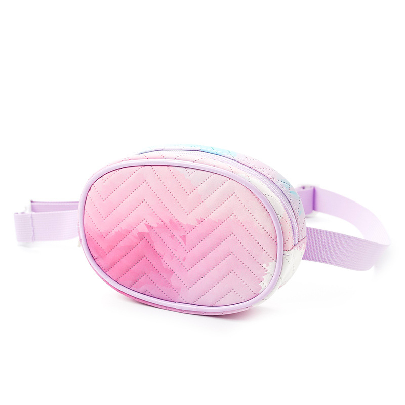 Geantă de talie pentru copii din PU cu imprimă inimă, model în dungi și imagine curcubeu, unisex pentru învățământul primar, capacitate mare