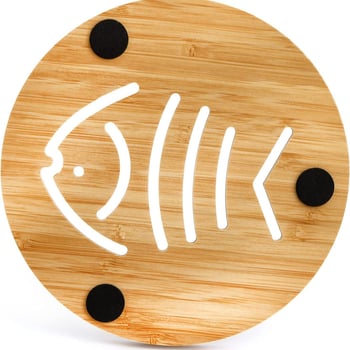 Υπόστρωμα για φλυτζάνι τσαγιού και κατσαρόλα από μπαμπού-ξύλο, με φλοράλ μοτίβο, αντιολισθητικό, θερμομονωτικό