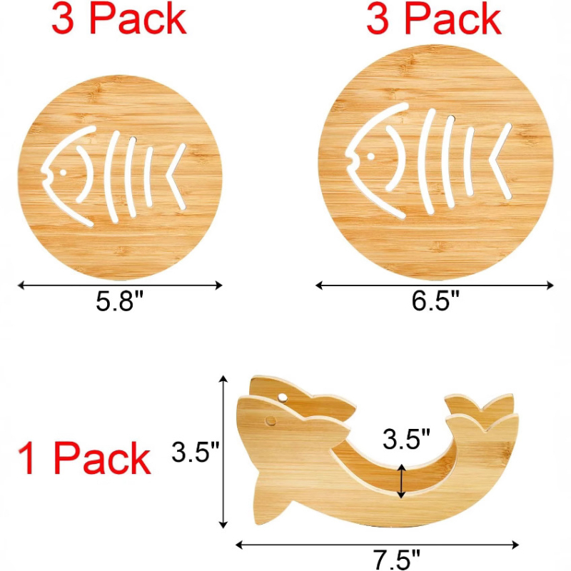 Υπόστρωμα για φλυτζάνι τσαγιού και κατσαρόλα από μπαμπού-ξύλο, με φλοράλ μοτίβο, αντιολισθητικό, θερμομονωτικό