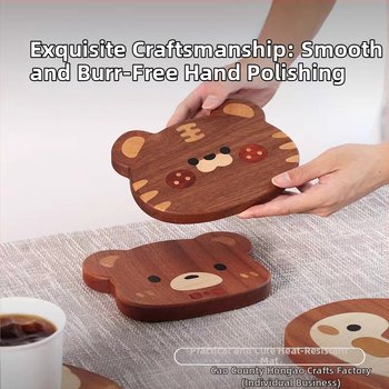 Hong ao μάρκα Ξύλινο σουβέρ για ποτήρι με σχέδιο Shiba Inu, Ξύλο ακακίας, Ακανόνιστο σχήμα, Λανσαρισμένο το 2025