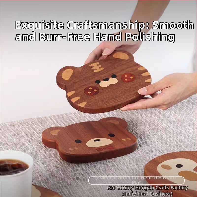 Hong ao μάρκα Ξύλινο σουβέρ για ποτήρι με σχέδιο Shiba Inu, Ξύλο ακακίας, Ακανόνιστο σχήμα, Λανσαρισμένο το 2025