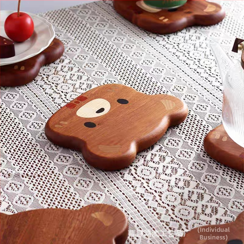 Hong ao μάρκα Ξύλινο σουβέρ για ποτήρι με σχέδιο Shiba Inu, Ξύλο ακακίας, Ακανόνιστο σχήμα, Λανσαρισμένο το 2025