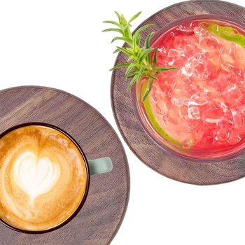 Fa kör alakú alátét teaceremóniához, diófa, szigetelő, logónyomtatás elérhető, testreszabható, Warm Pavilion márka, sor grd, 2024-01-01-es bevezetés