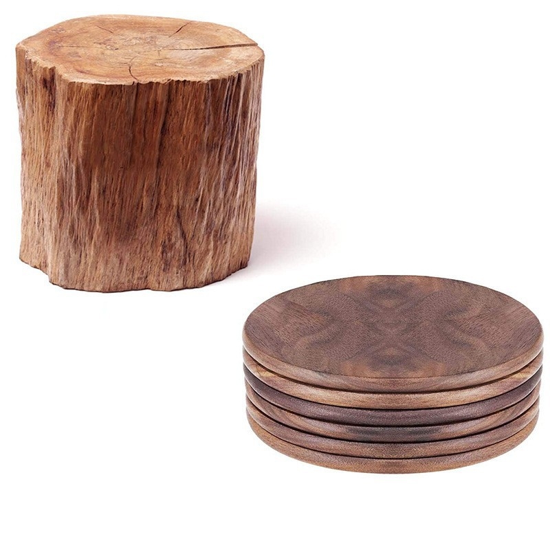 Fa kör alakú alátét teaceremóniához, diófa, szigetelő, logónyomtatás elérhető, testreszabható, Warm Pavilion márka, sor grd, 2024-01-01-es bevezetés