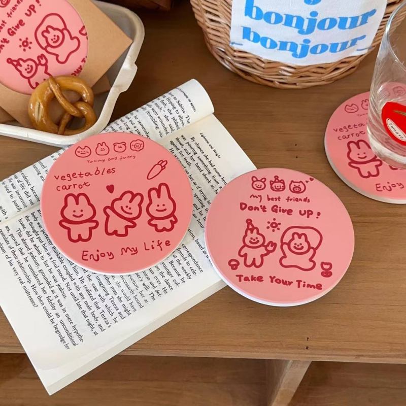 Керамична подложка за чаши – мульт стил, кръгла форма, лято 2025