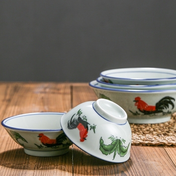 Porcelanska okrugla zdjela s prugastim uzorkom, mikrovalno otporna, tiskano logo