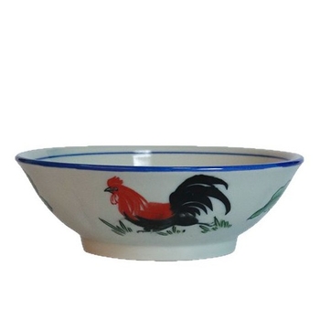 Porcelanska okrugla zdjela s prugastim uzorkom, mikrovalno otporna, tiskano logo