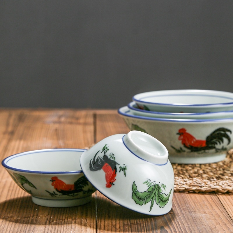 Porcelanska okrugla zdjela s prugastim uzorkom, mikrovalno otporna, tiskano logo