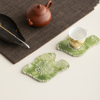 Подложка за чаши за чай от плат с ръчно бродирана птица — Нов китайски стил, печат на лого възможен, пуск през 2025