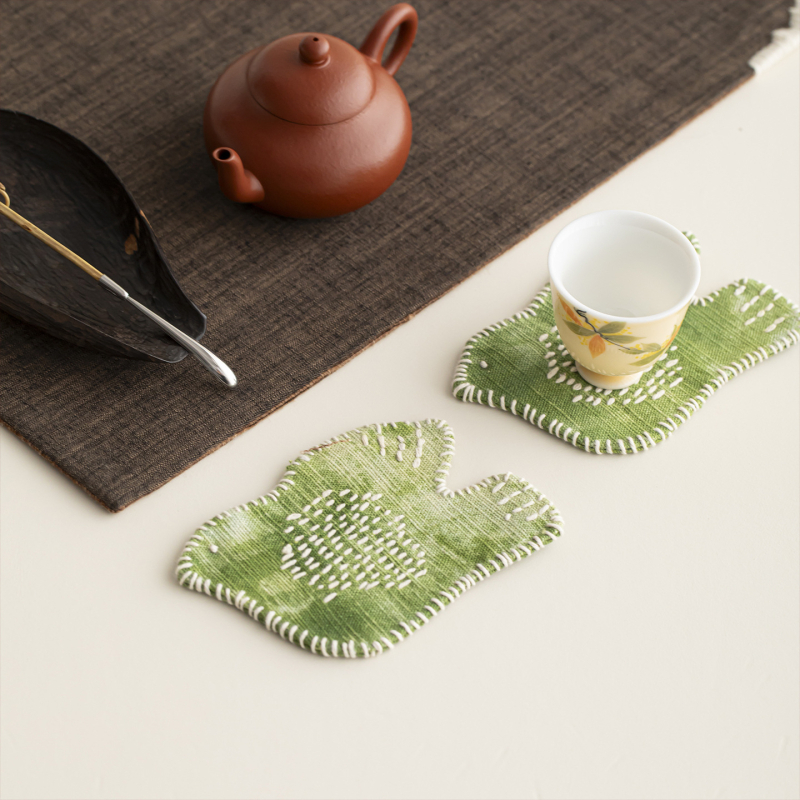 Подложка за чаши за чай от плат с ръчно бродирана птица — Нов китайски стил, печат на лого възможен, пуск през 2025