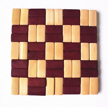 Бамбукова подложка за съдове за хранене — квадратна, двуцветна, китайски стил