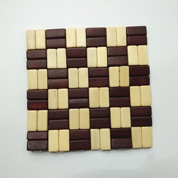 Бамбукова подложка за съдове за хранене — квадратна, двуцветна, китайски стил