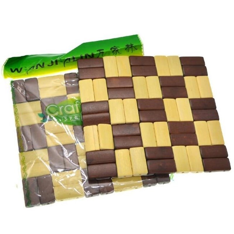 Бамбукова подложка за съдове за хранене — квадратна, двуцветна, китайски стил