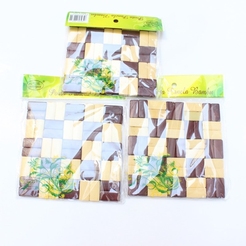 Бамбукова подложка за съдове за хранене — квадратна, двуцветна, китайски стил