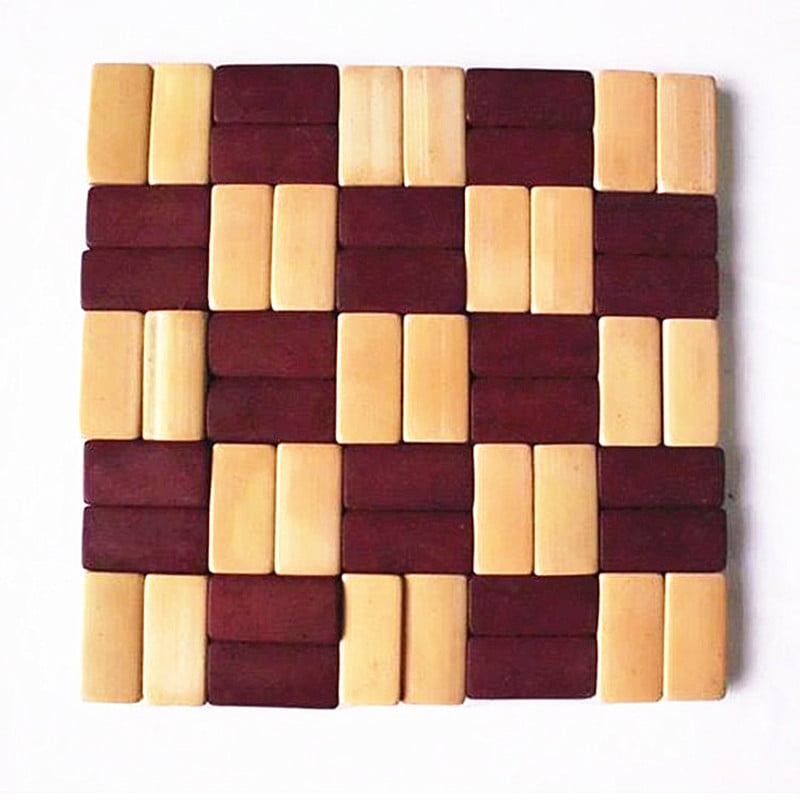 Бамбукова подложка за съдове за хранене — квадратна, двуцветна, китайски стил