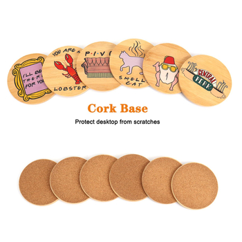 Fa poháralátét készlet, 6 db, hőszigetelő és csúszásmentes felülettel, Senhuo márka