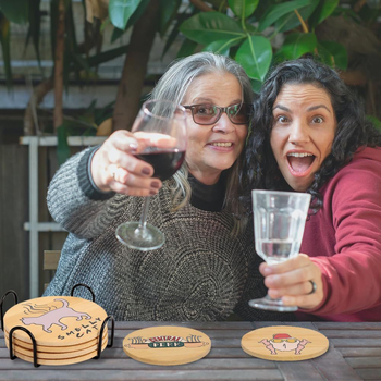 Fa poháralátét készlet, 6 db, hőszigetelő és csúszásmentes felülettel, Senhuo márka