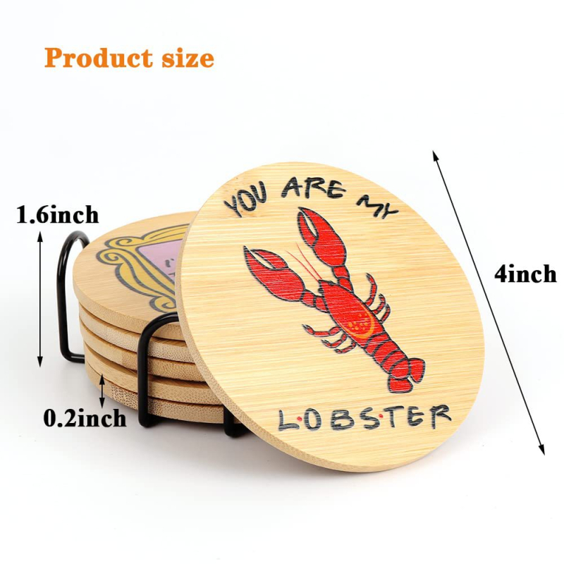 Fa poháralátét készlet, 6 db, hőszigetelő és csúszásmentes felülettel, Senhuo márka