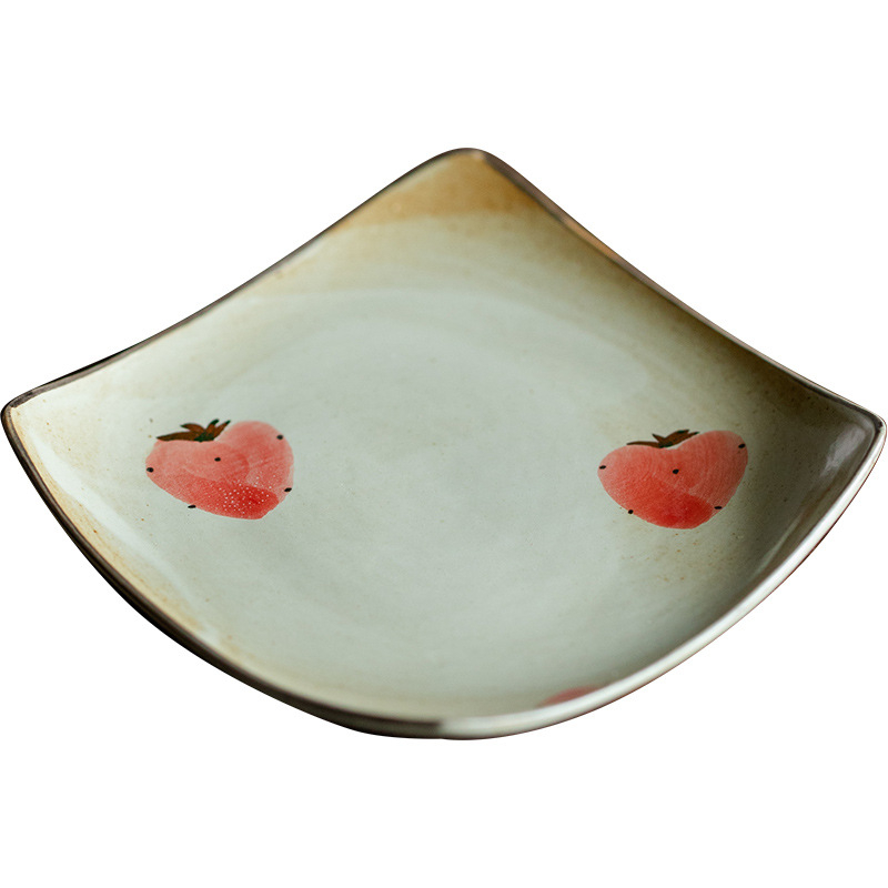 Shanding ръчно рисувана подложка за чай със ягоди — керамична, произход Дехуа
