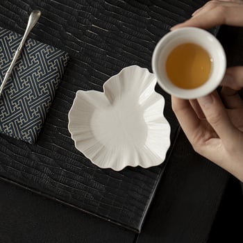 Zhenni керамична подложка за чаши – термоизолираща чайна подложка с печатано лого, модерен минималистичен дизайн