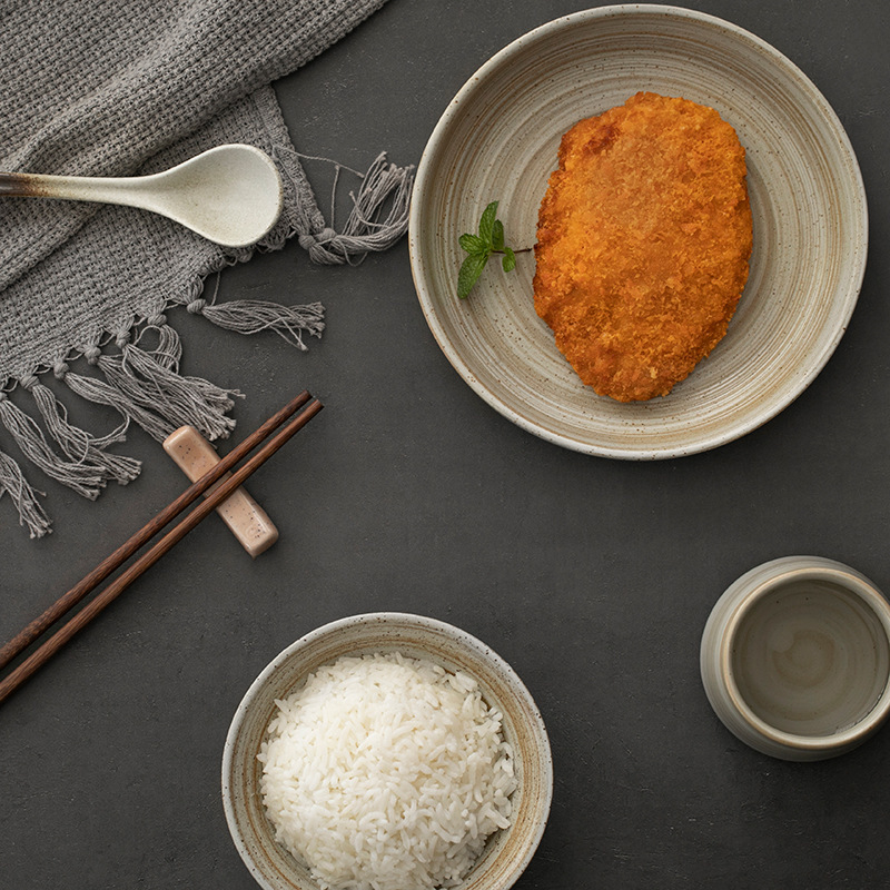 Japanski stil keramička zdjela za rižu, juhu i ramen, glazirana površina, retro stil, zaobljen oblik, sigurna za mikrovalnu pećnicu