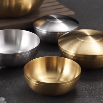 Vas din oțel inoxidabil 304, stil coreean, cu capac, cu un singur strat, finisaj periat, potrivit pentru sosuri și murături