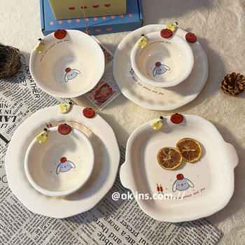 Vas ceramic drăguț pentru uz casnic, model desene animate, suprafață pictată manual, potrivit pentru cuptorul cu microunde, formă extraterestră