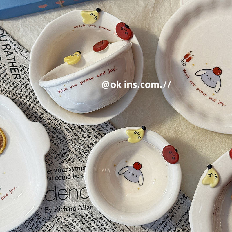 Vas ceramic drăguț pentru uz casnic, model desene animate, suprafață pictată manual, potrivit pentru cuptorul cu microunde, formă extraterestră