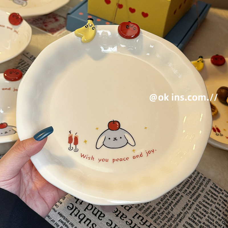 Vas ceramic drăguț pentru uz casnic, model desene animate, suprafață pictată manual, potrivit pentru cuptorul cu microunde, formă extraterestră