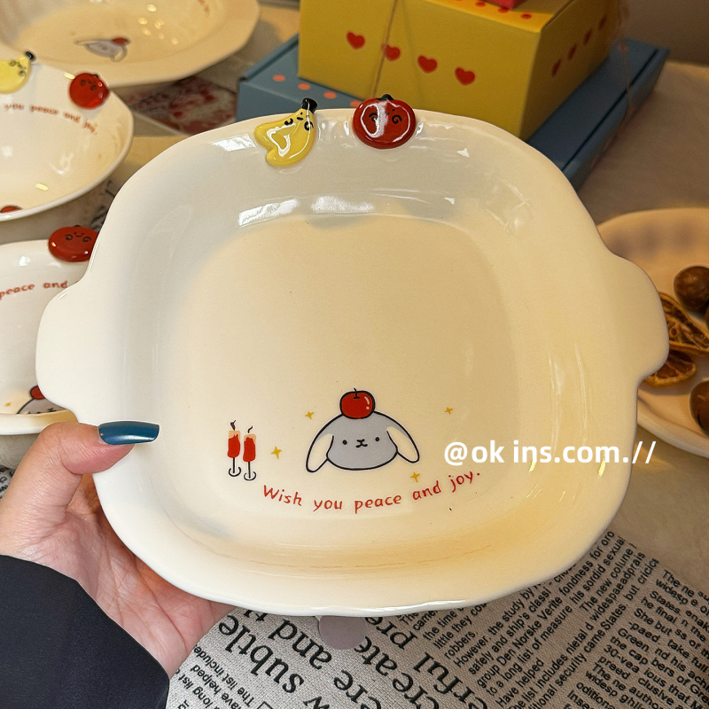 Vas ceramic drăguț pentru uz casnic, model desene animate, suprafață pictată manual, potrivit pentru cuptorul cu microunde, formă extraterestră