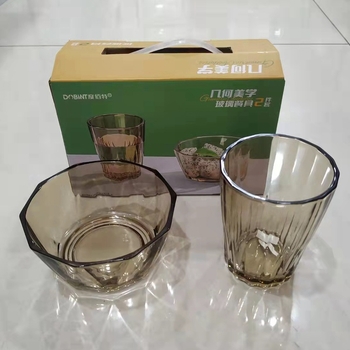 Set de veselă din sticlă, estetic geometric, 2 sau 5 piese, boluri rotunde, compatibil cu microunde