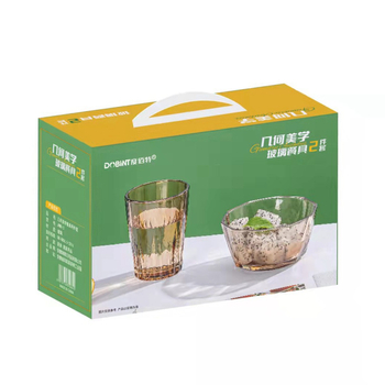 Set de veselă din sticlă, estetic geometric, 2 sau 5 piese, boluri rotunde, compatibil cu microunde