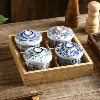 Porcelanska kružna zdjela juhe s poklopcem, japanskog stila, mikrovalna sigurna, s podglazurnim premazom, mogućnost prilagodbe
