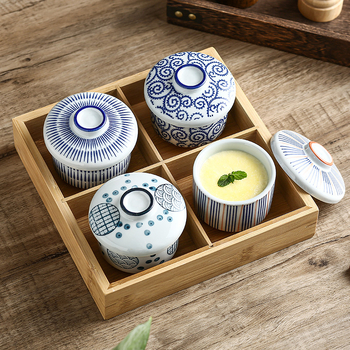 Porcelanska kružna zdjela juhe s poklopcem, japanskog stila, mikrovalna sigurna, s podglazurnim premazom, mogućnost prilagodbe