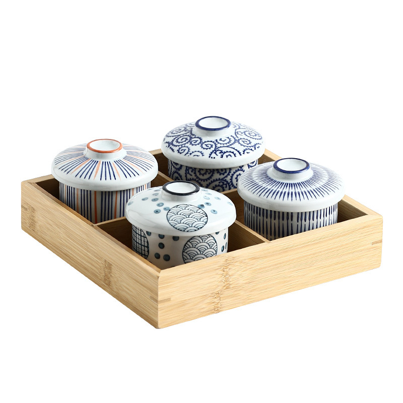 Porcelanska kružna zdjela juhe s poklopcem, japanskog stila, mikrovalna sigurna, s podglazurnim premazom, mogućnost prilagodbe