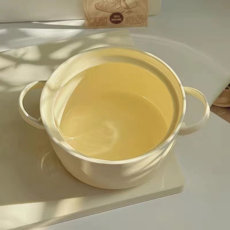 Porcelanski zdjelu za nudle s poklopcem i dvije ručke, mikrovalna kompatibilna, zaštita od opeklina