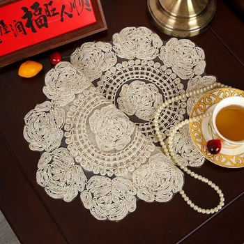 Set brodat de fețe de masă și suporturi pentru pahare, covoraș decorativ pentru vază, poliester, formă neregulată, stil chinezesc nou, premium