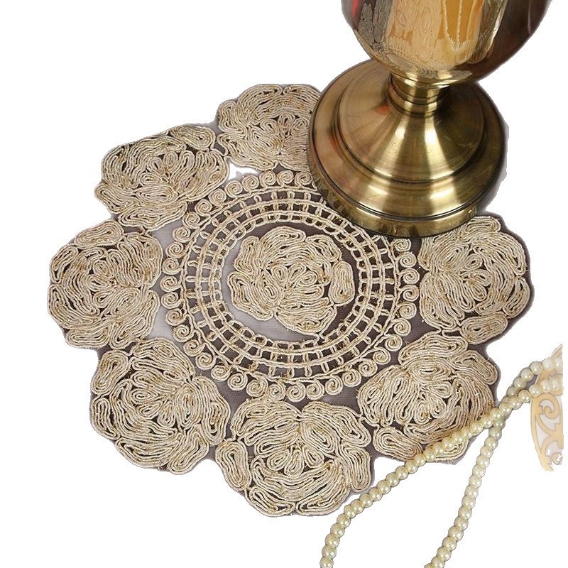 Set brodat de fețe de masă și suporturi pentru pahare, covoraș decorativ pentru vază, poliester, formă neregulată, stil chinezesc nou, premium