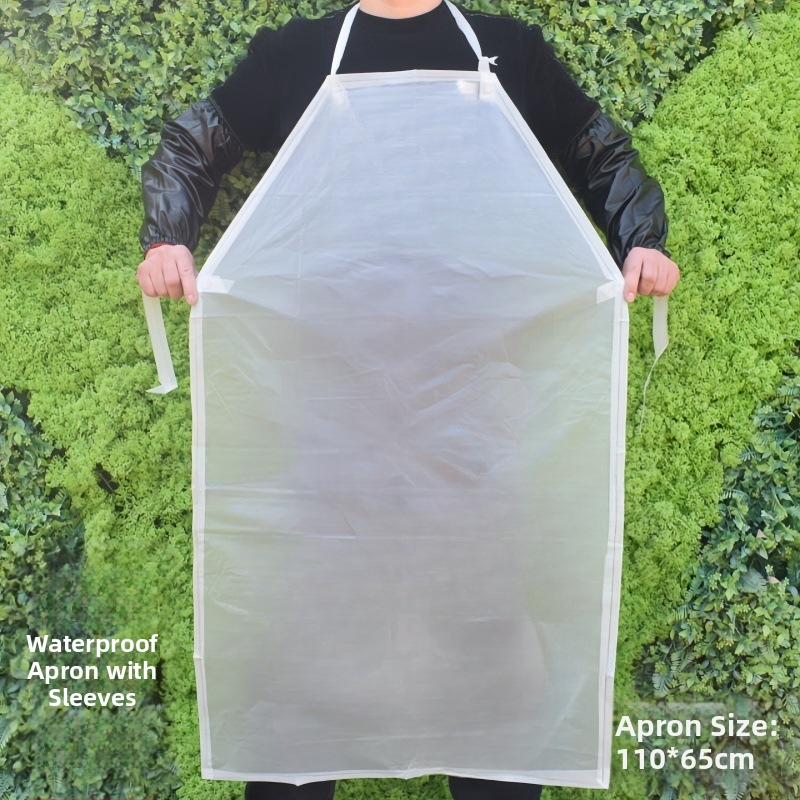 PVC zástera s rukávmi – vodeodolná, olejodolná, priehľadné matné rukávy, dĺžka 1.2 m