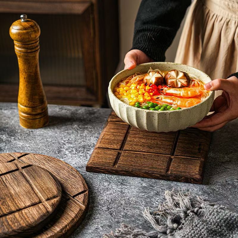 Japanski stil podložak od Paulovnija drveta za čajnik i šalice, toplinsko izolacijska podloga, okrugli ili kvadratni, premium kvaliteta
