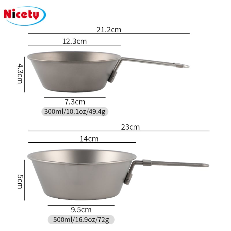 Titanijska čaša za kampiranje NI-414-XLW-300ML, lagana i prenosna, kapacitet 300 ml, težina 60 g
