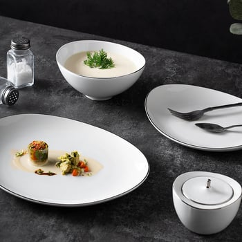Jin Baichuan keramički zapadni set posuđa – platinski rub, ručna izrada, prilagodljiv, kod dz-166