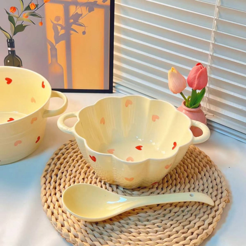 Porcelanska zdjela za juhu, mikrovalna sigurna, završna obrada glazura i pod-glazura, jednostavan stil