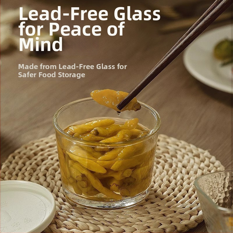 Sklenená nádoba na skladovanie s hermetickým uzáverom, nepriepustná, potravinárska kvalita, na zaváranie zeleniny, chladenie, zabraňuje miešaniu chutí, malá miska na zaváraniny