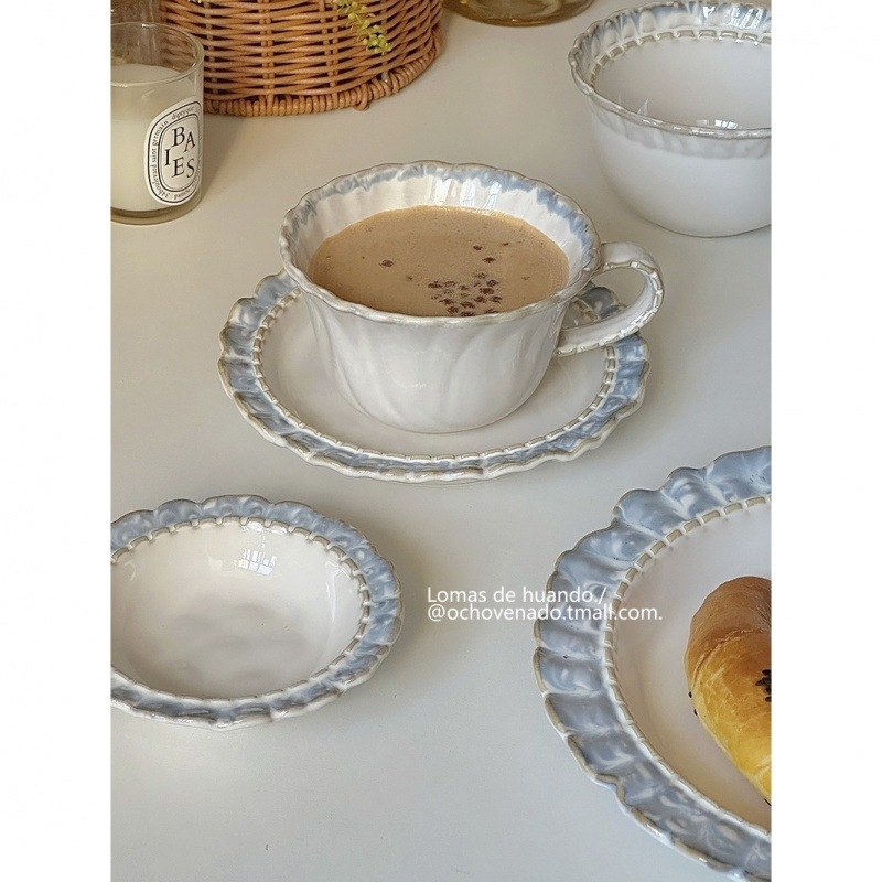 Porcelanski set zdjela i tanjura sa dimljenom glazurom, vintage dvorski stil, INS stil, pod-glas završetak, novi kineski stil