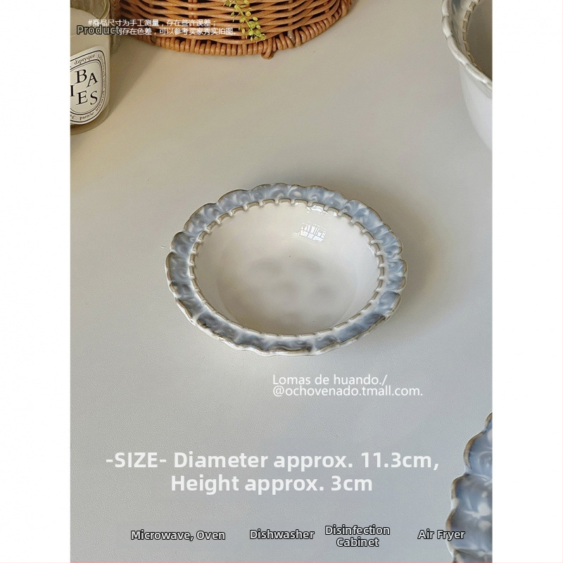 Porcelanski set zdjela i tanjura sa dimljenom glazurom, vintage dvorski stil, INS stil, pod-glas završetak, novi kineski stil