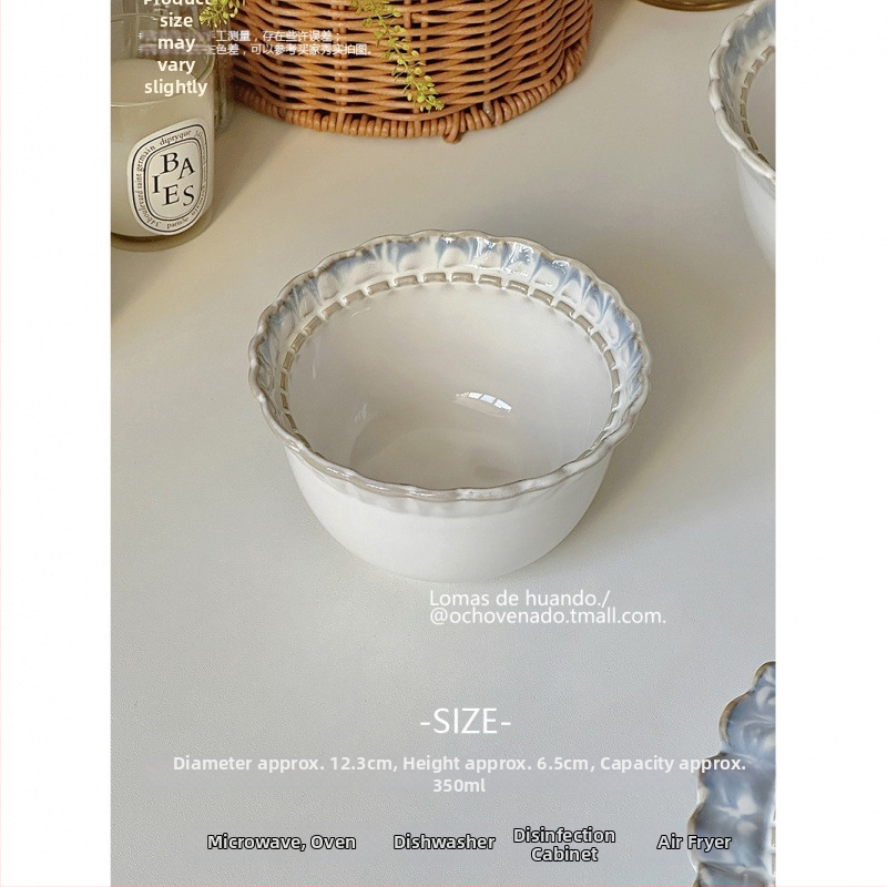 Porcelanski set zdjela i tanjura sa dimljenom glazurom, vintage dvorski stil, INS stil, pod-glas završetak, novi kineski stil